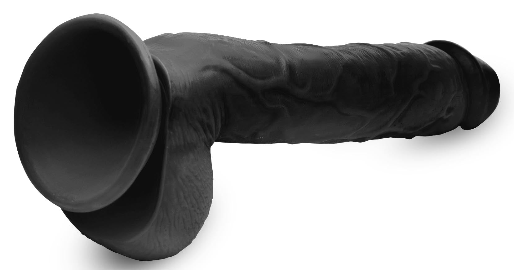 Long Logan 10 Inch Dildo with Balls - Black - UABDSM