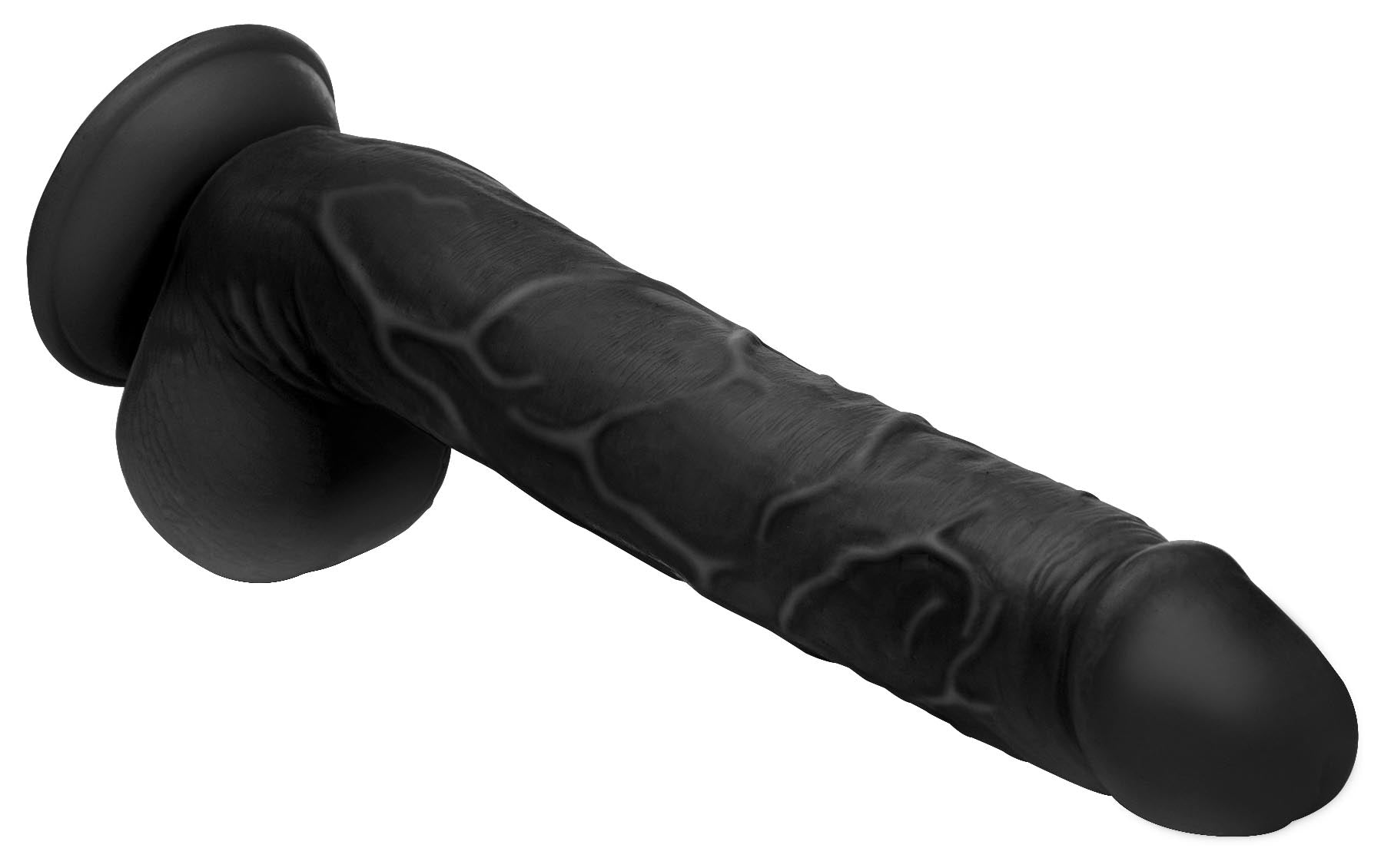 Long Logan 10 Inch Dildo with Balls - Black - UABDSM