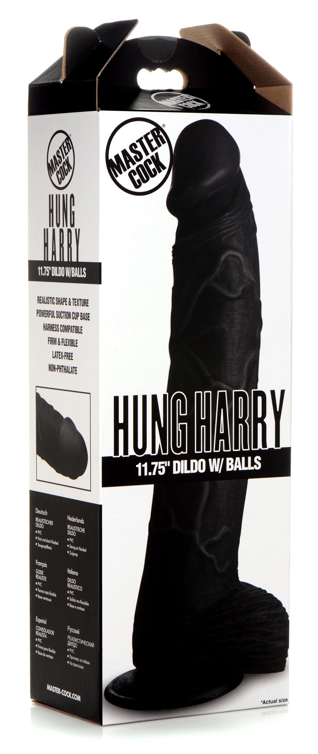 Hung Harry 11.75 Inch Dildo with Balls - Black - UABDSM