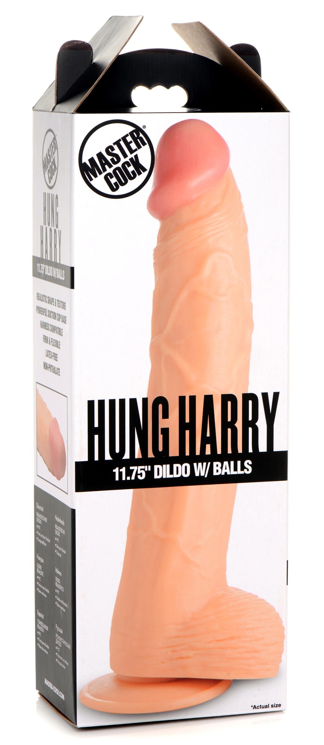 Hung Harry 11.75 Inch Dildo with Balls - Light - UABDSM