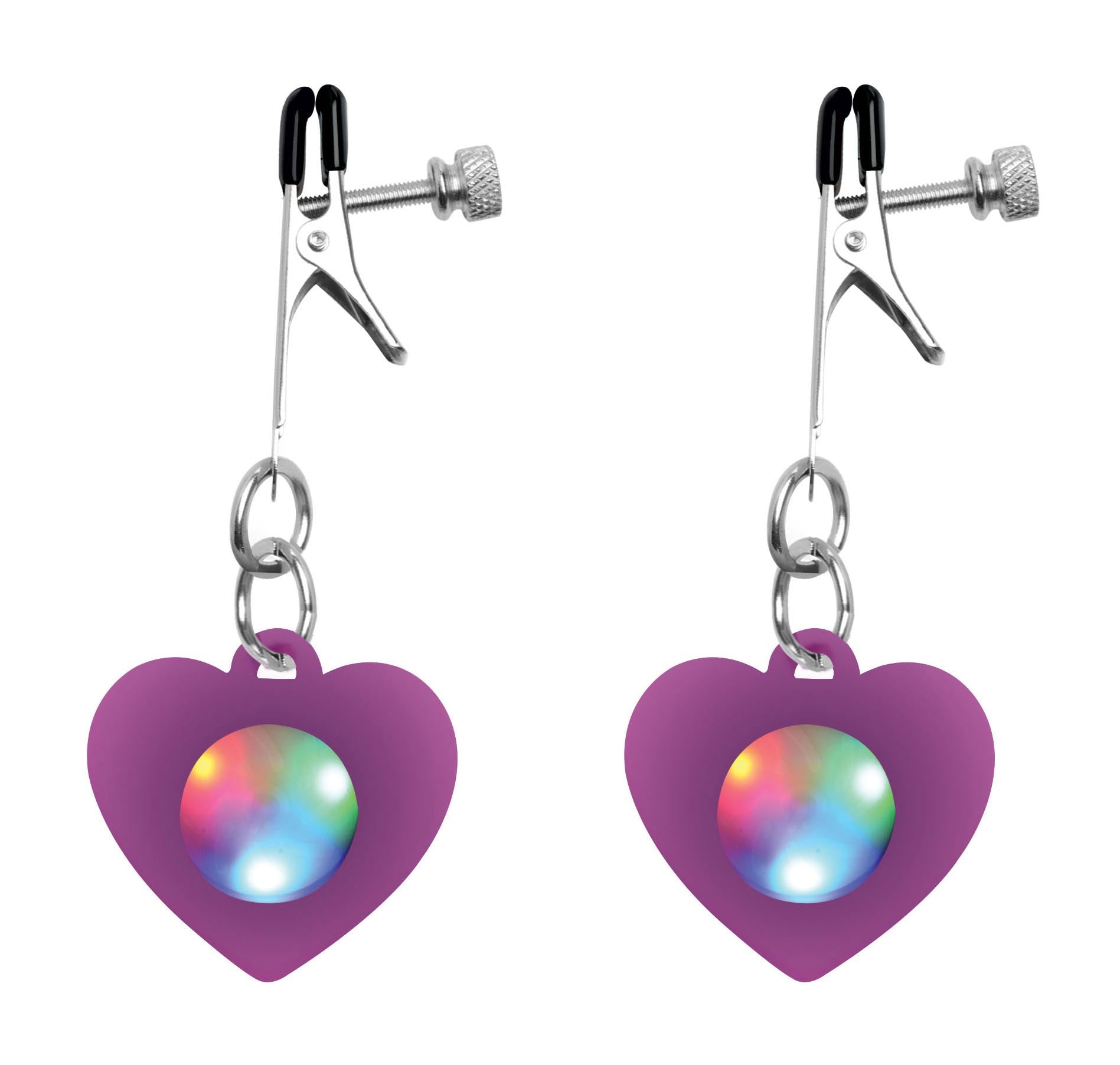 Silicone Light Up Heart Nipple Clamps - UABDSM