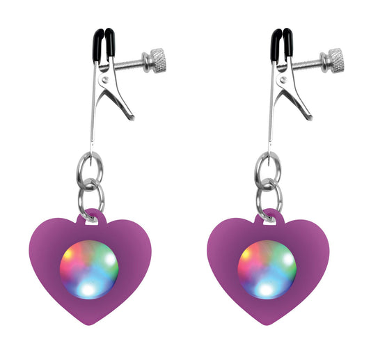 Silicone Light Up Heart Nipple Clamps - UABDSM