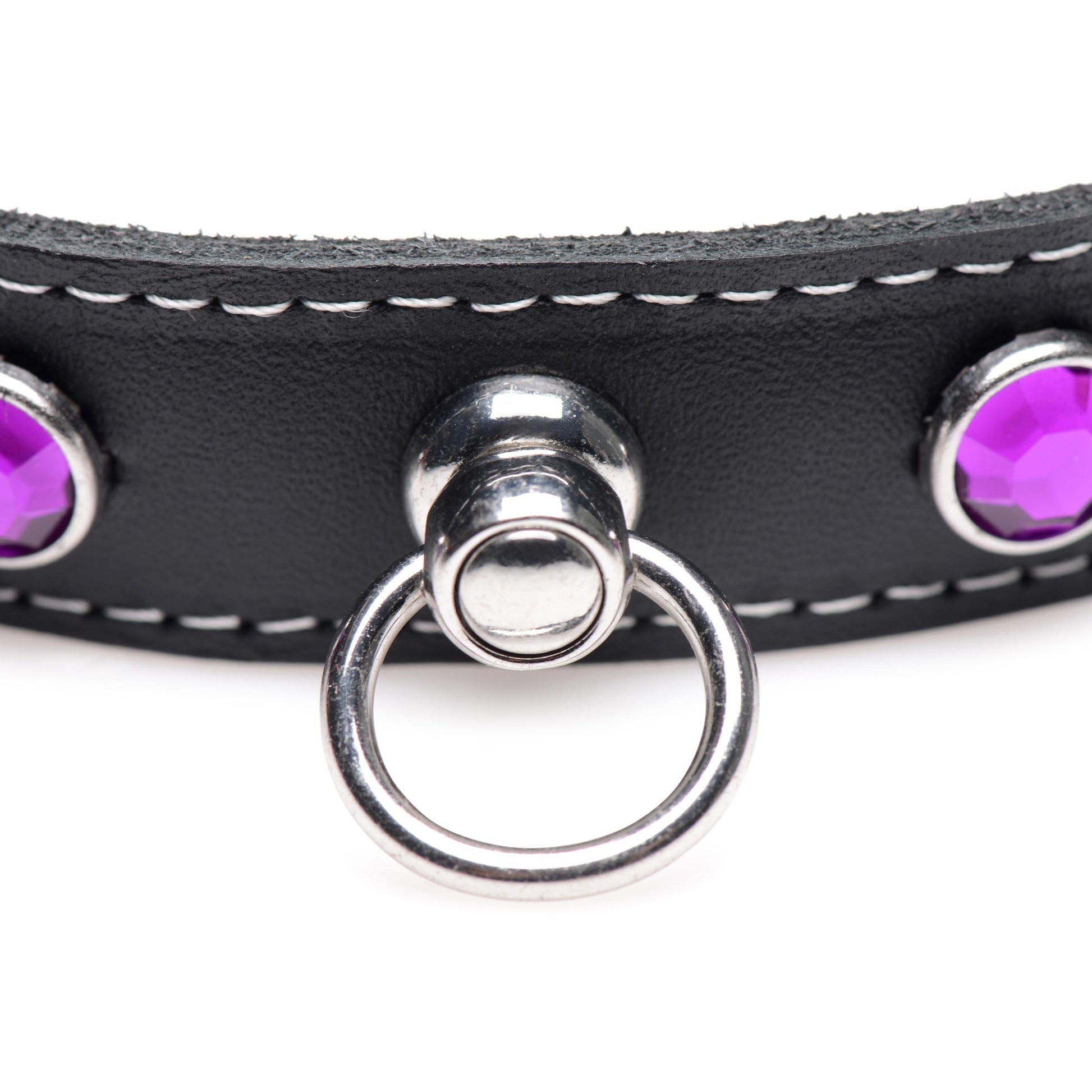 Royal Vixen Leather Choker with Rhinestones - Purple - UABDSM