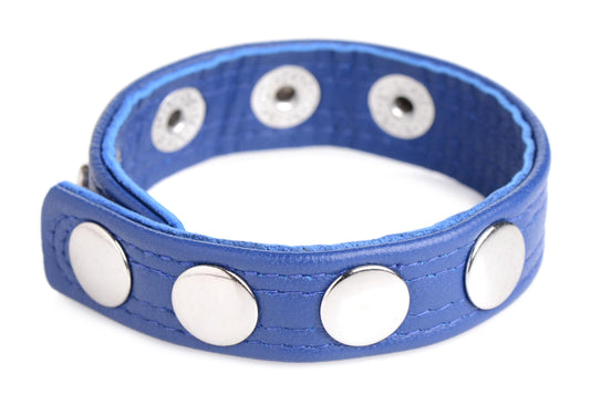 Leather Speed Snap Cock Ring - Blue - UABDSM