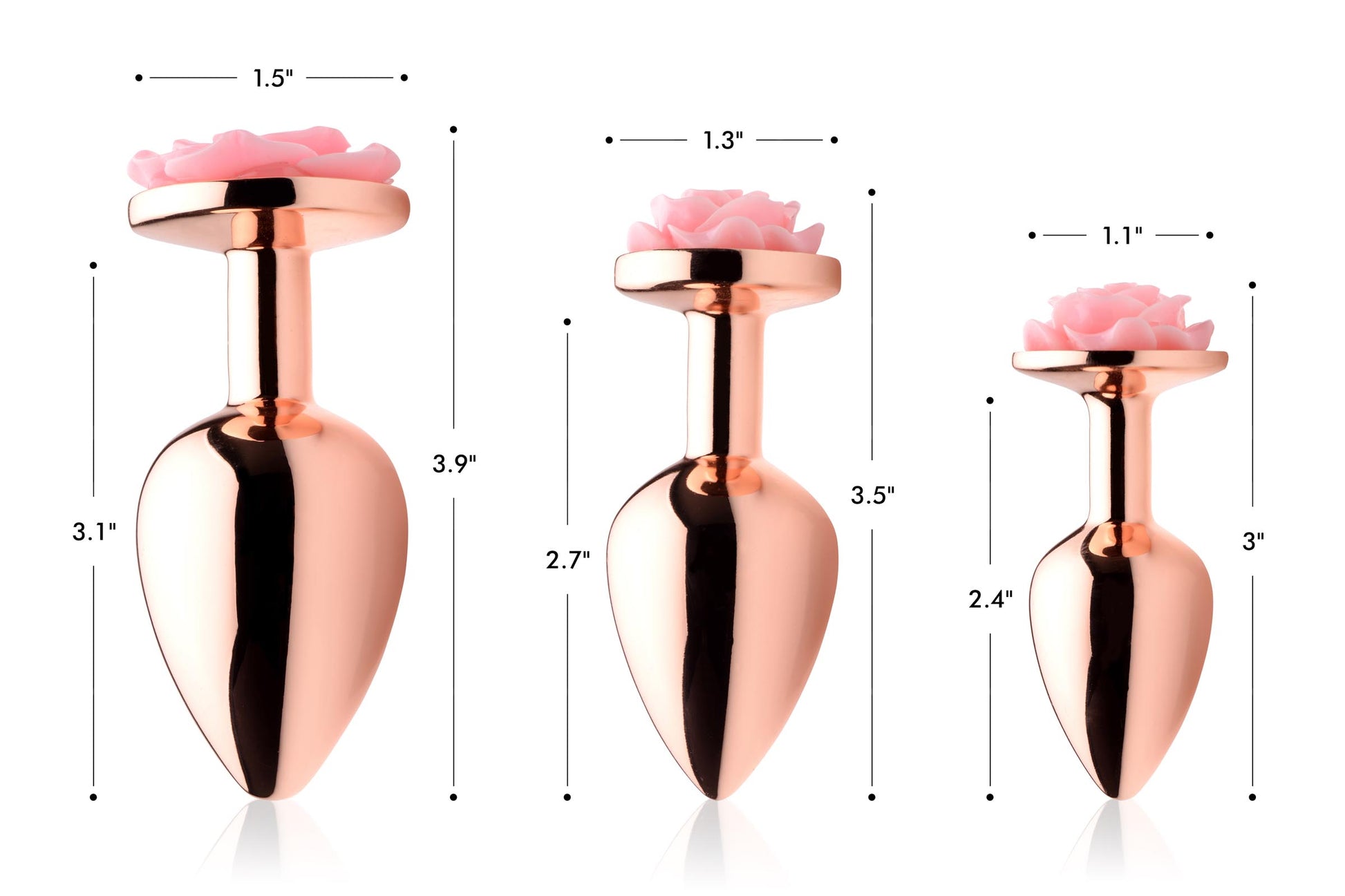 Rose Gold Anal Plug with Pink Flower - Large - UABDSM