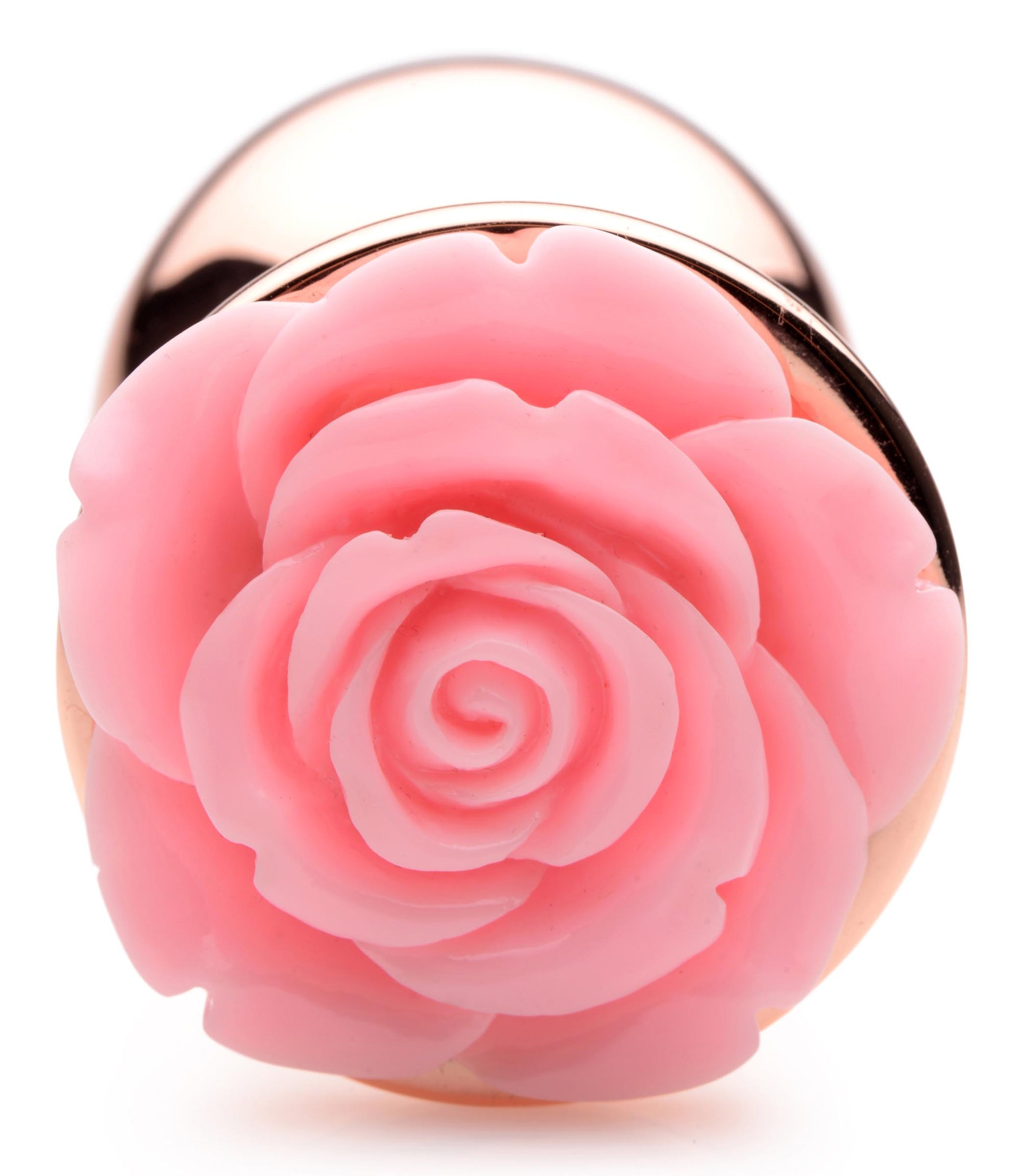 Rose Gold Anal Plug with Pink Flower - Large - UABDSM