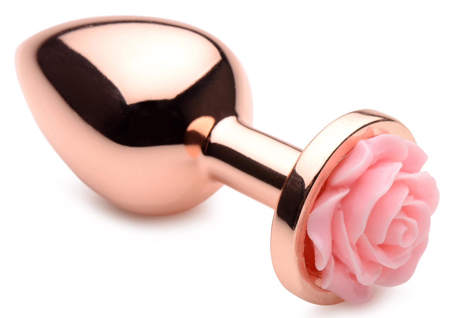 Rose Gold Anal Plug with Pink Flower - Medium - UABDSM