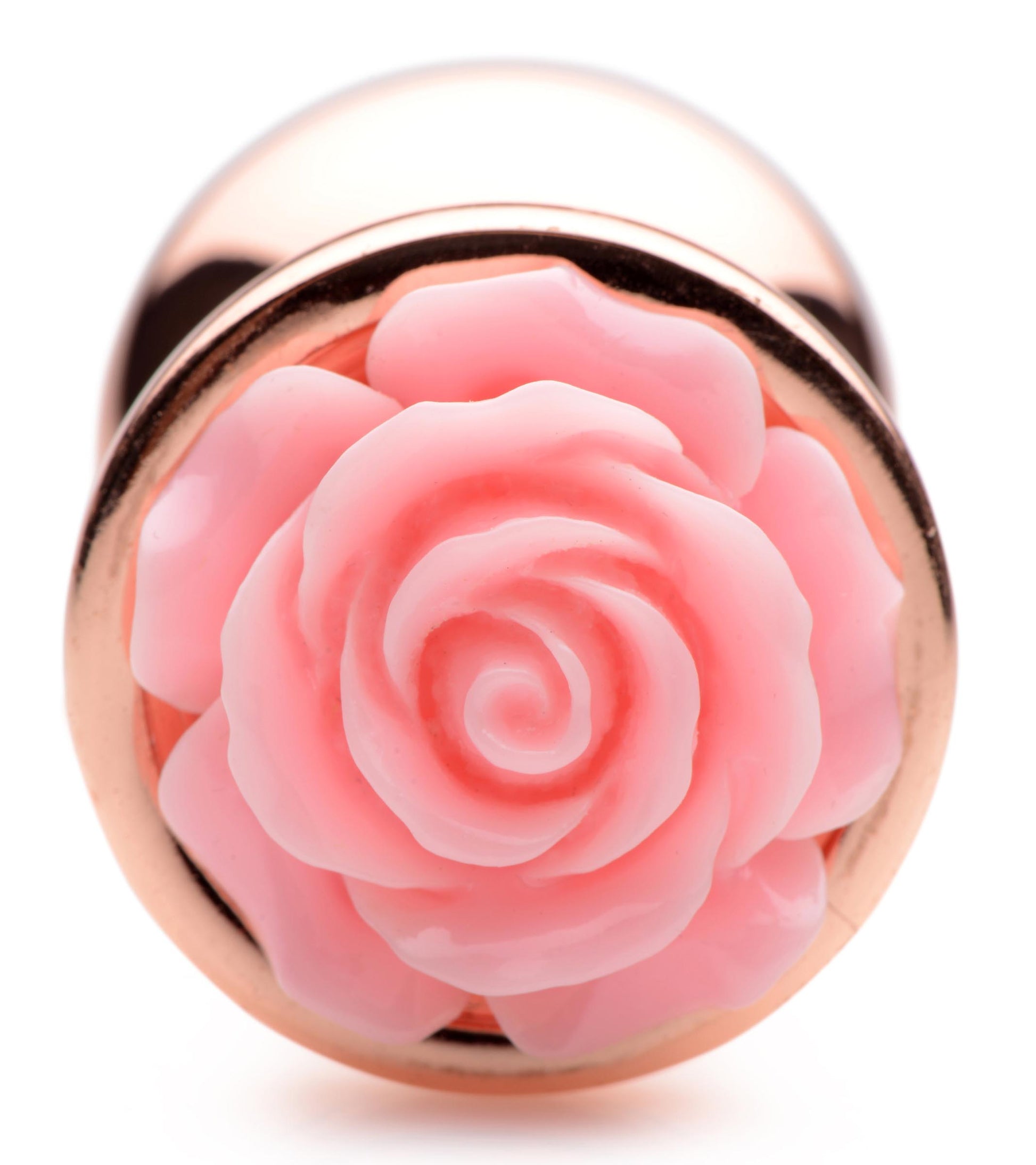 Rose Gold Anal Plug with Pink Flower - Medium - UABDSM