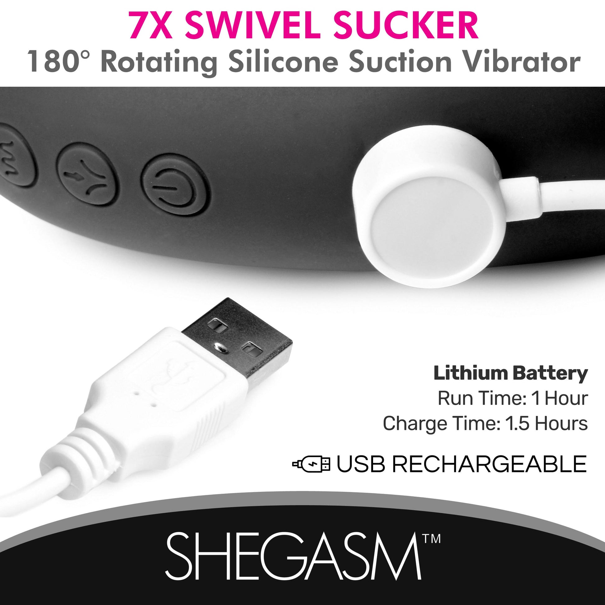 7X Swivel Sucker 180 Rotating Silicone Suction Vibrator - UABDSM