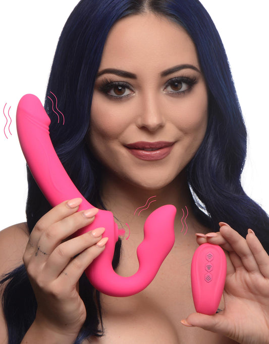 Licking and Vibrating Strapless Strap-On with Remote Control - UABDSM