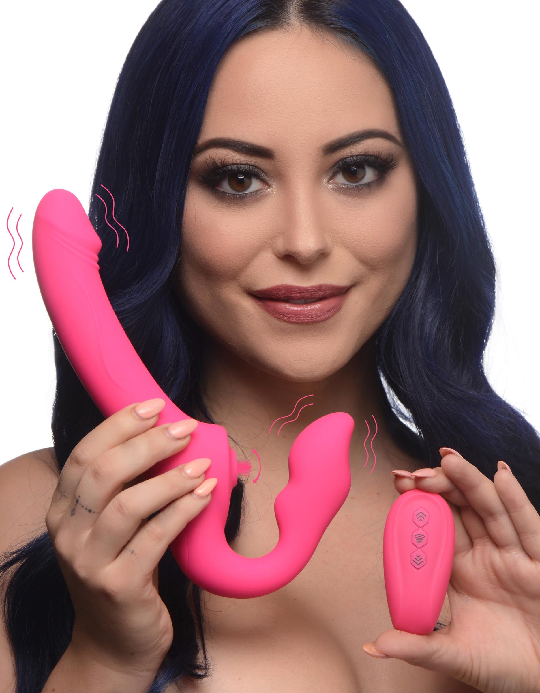 Licking and Vibrating Strapless Strap-On with Remote Control - UABDSM