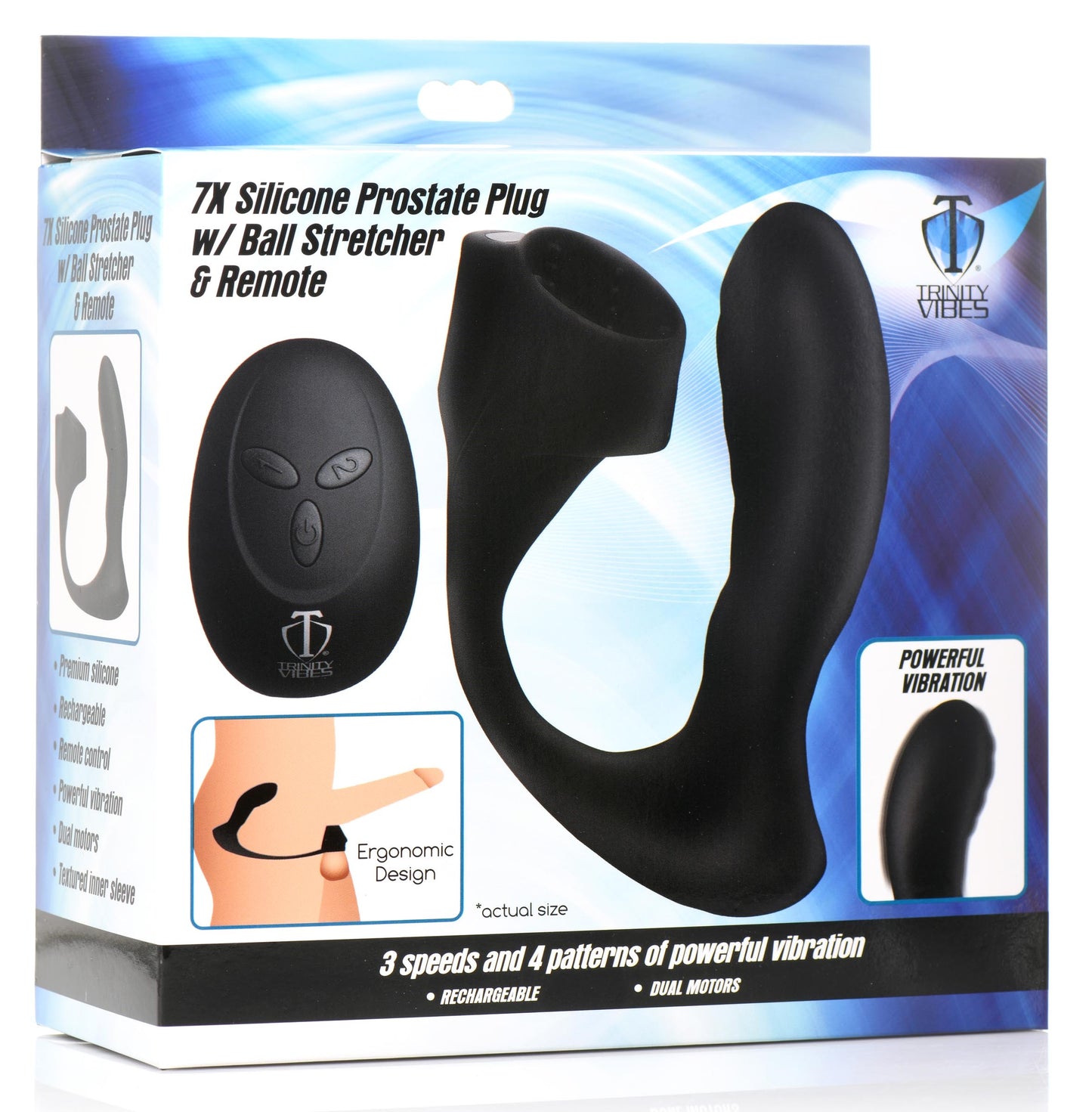 7X Silicone Prostate Plug with Ball Stretcher and Remote - UABDSM