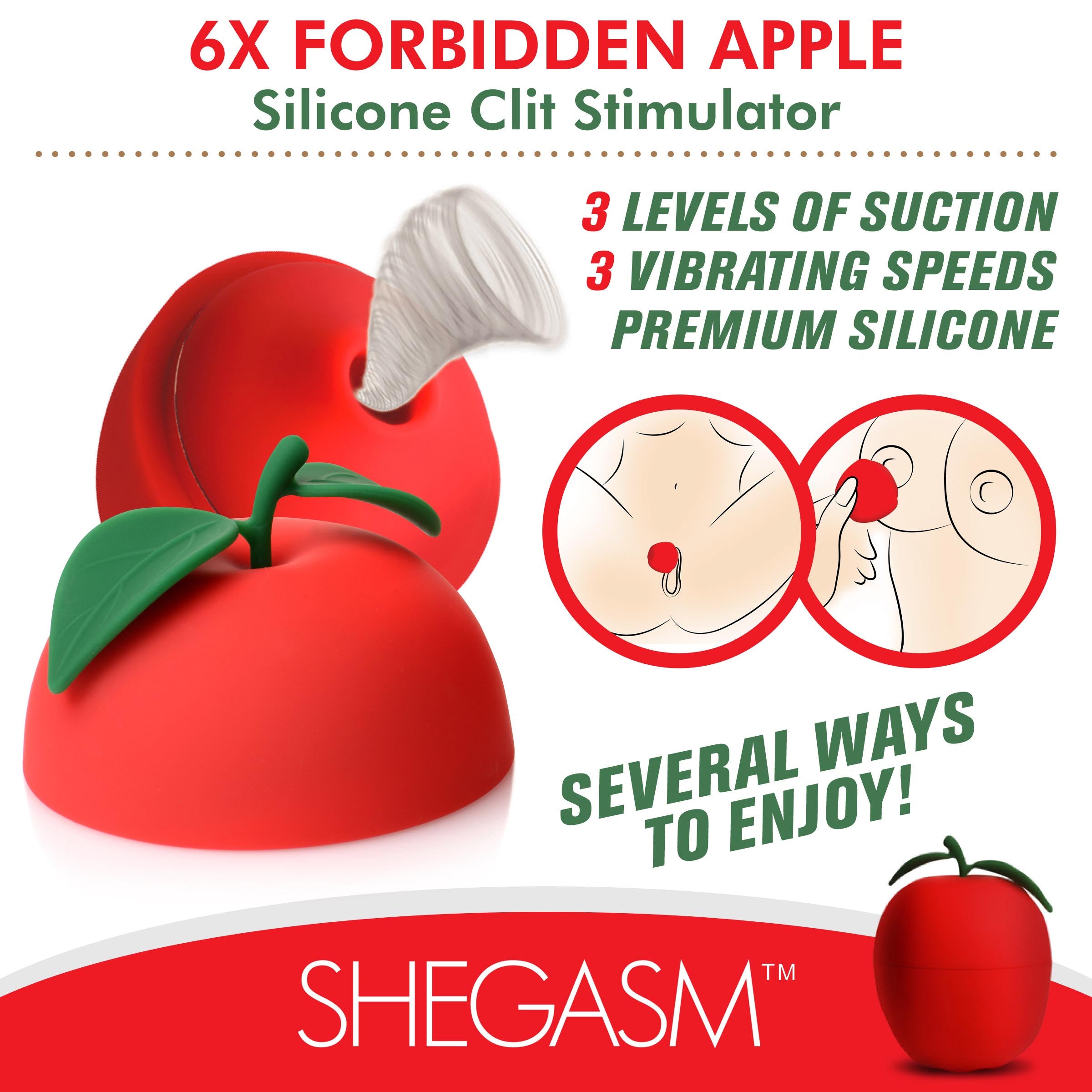 6X Forbidden Apple Silicone Clit Stimulator Adult Sex Toys