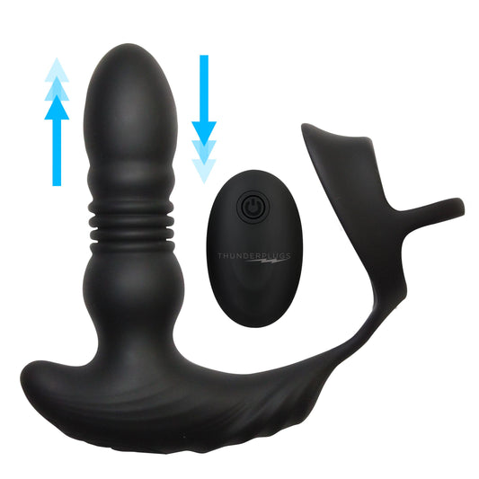 Thrusting Vibrator with Cock and Ball Ring and Remote - UABDSM