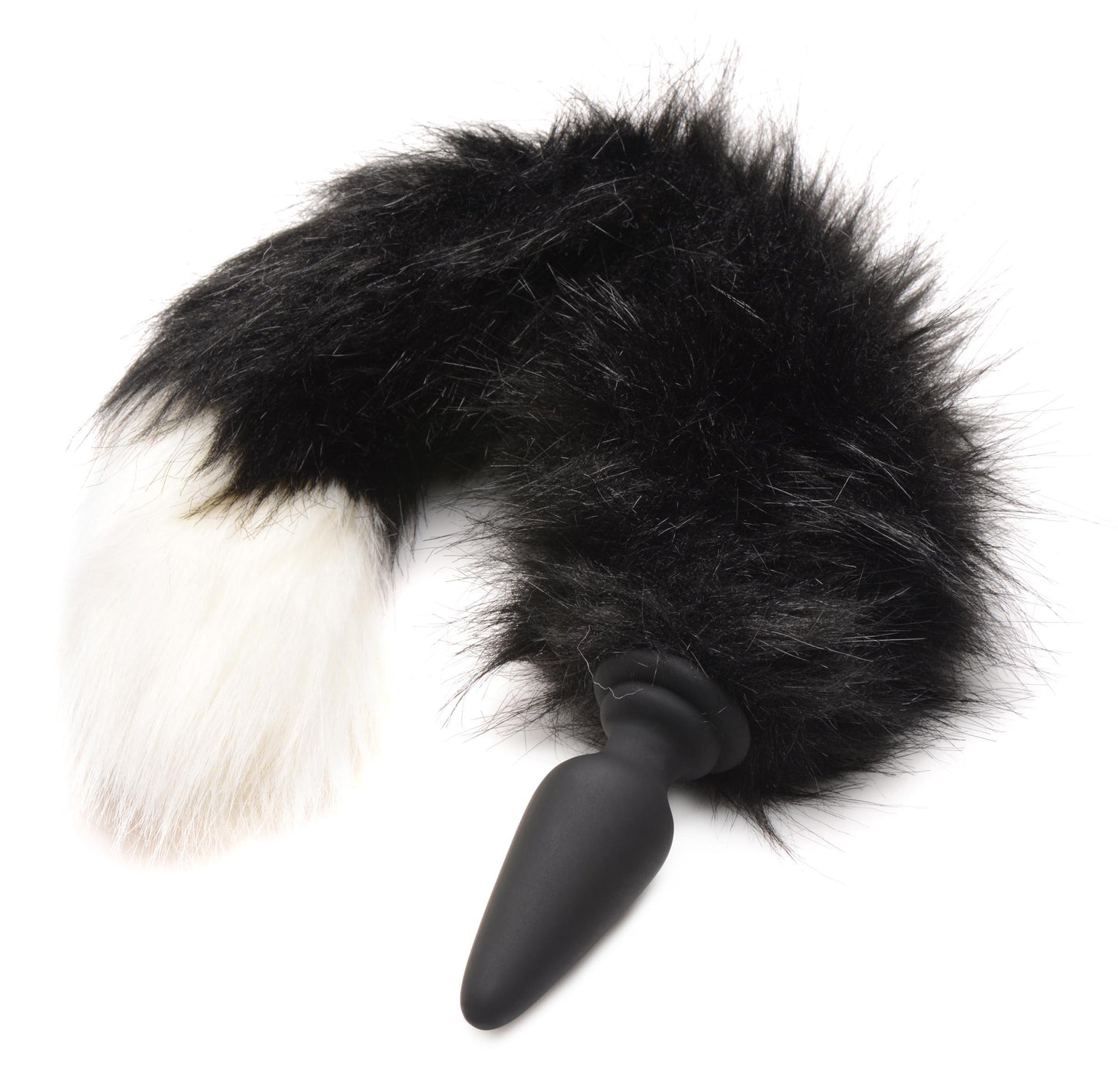 Small Anal Plug with Interchangeable Fox Tail - Black and White - UABDSM