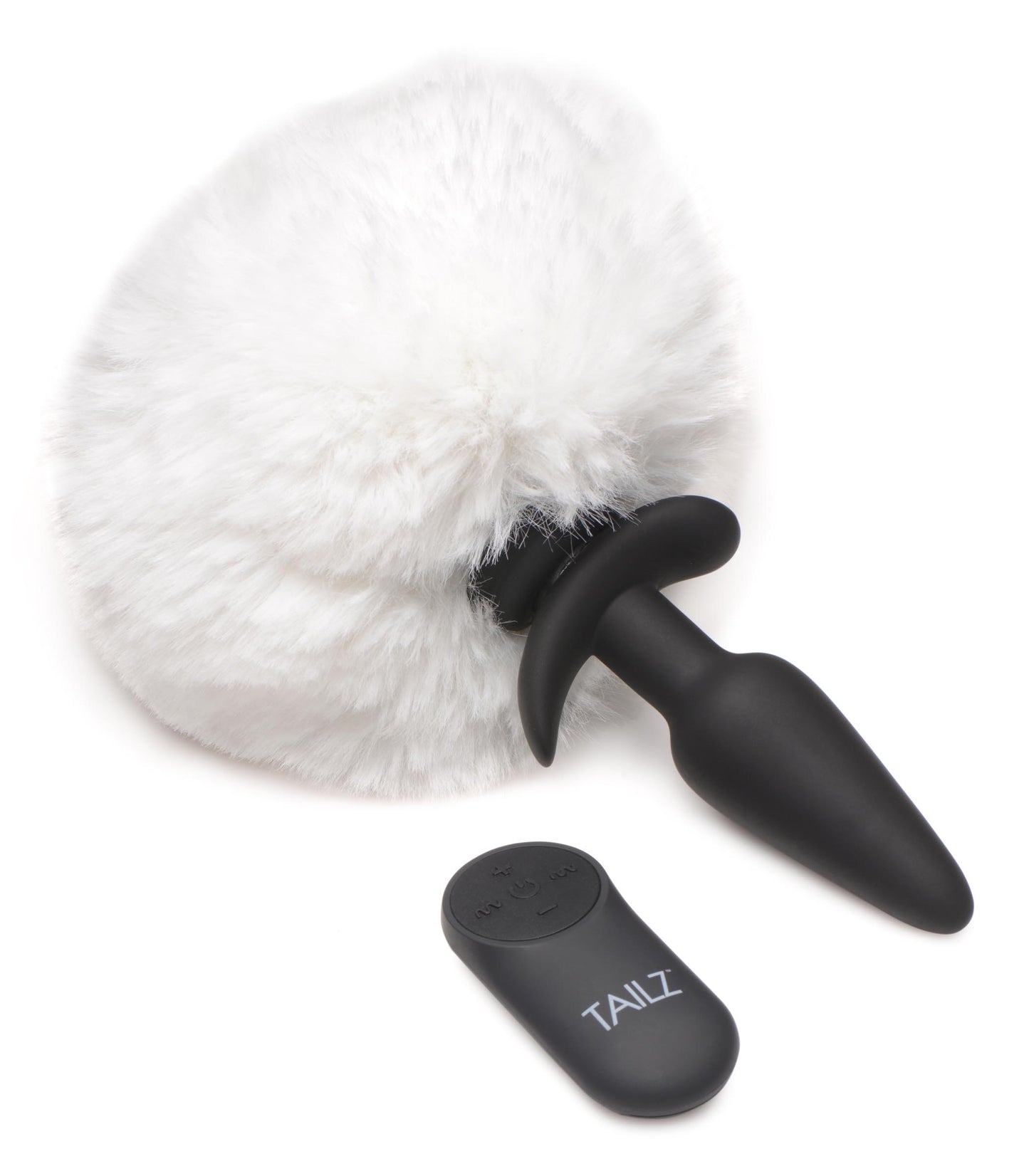 Small Vibrating Anal Plug with Interchangeable Bunny Tail - White - UABDSM