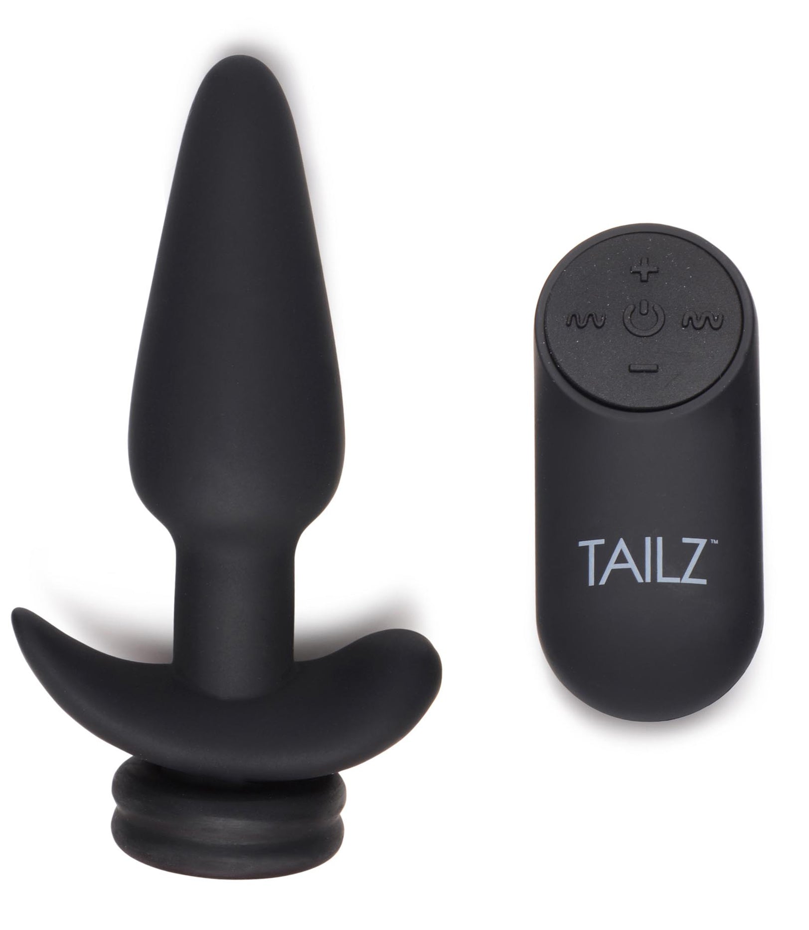 Small Vibrating Anal Plug with Interchangeable Fox Tail - Black and White - UABDSM
