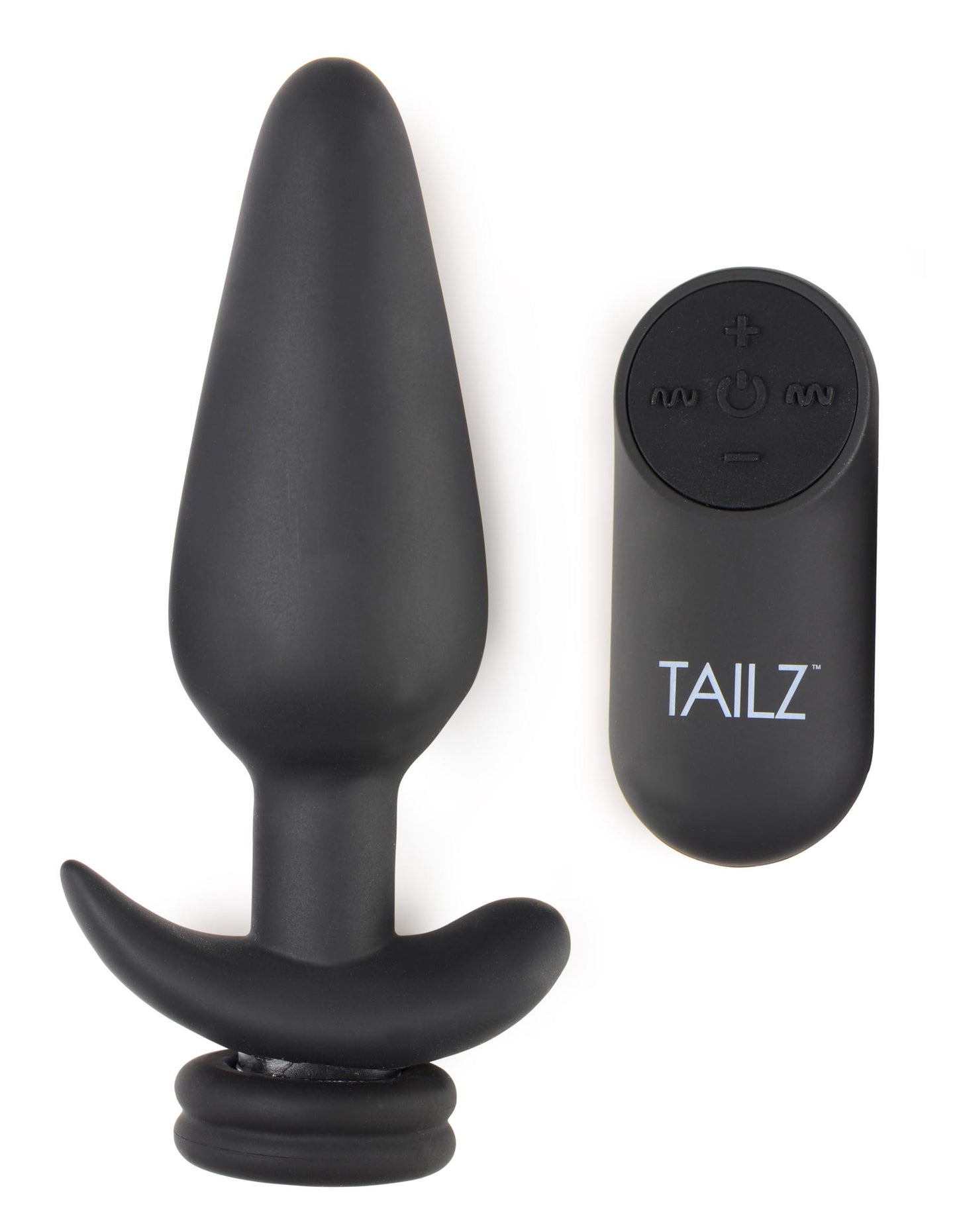 Large Vibrating Anal Plug with Interchangeable Fox Tail - Black and White - UABDSM