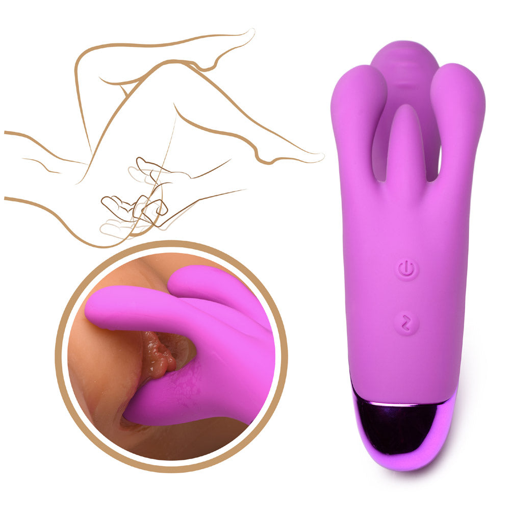 10X Triple Rabbit Silicone Vibrator - Purple - UABDSM