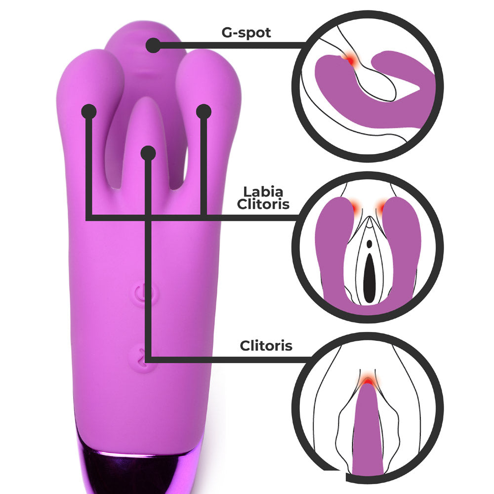 10X Triple Rabbit Silicone Vibrator - Purple - UABDSM