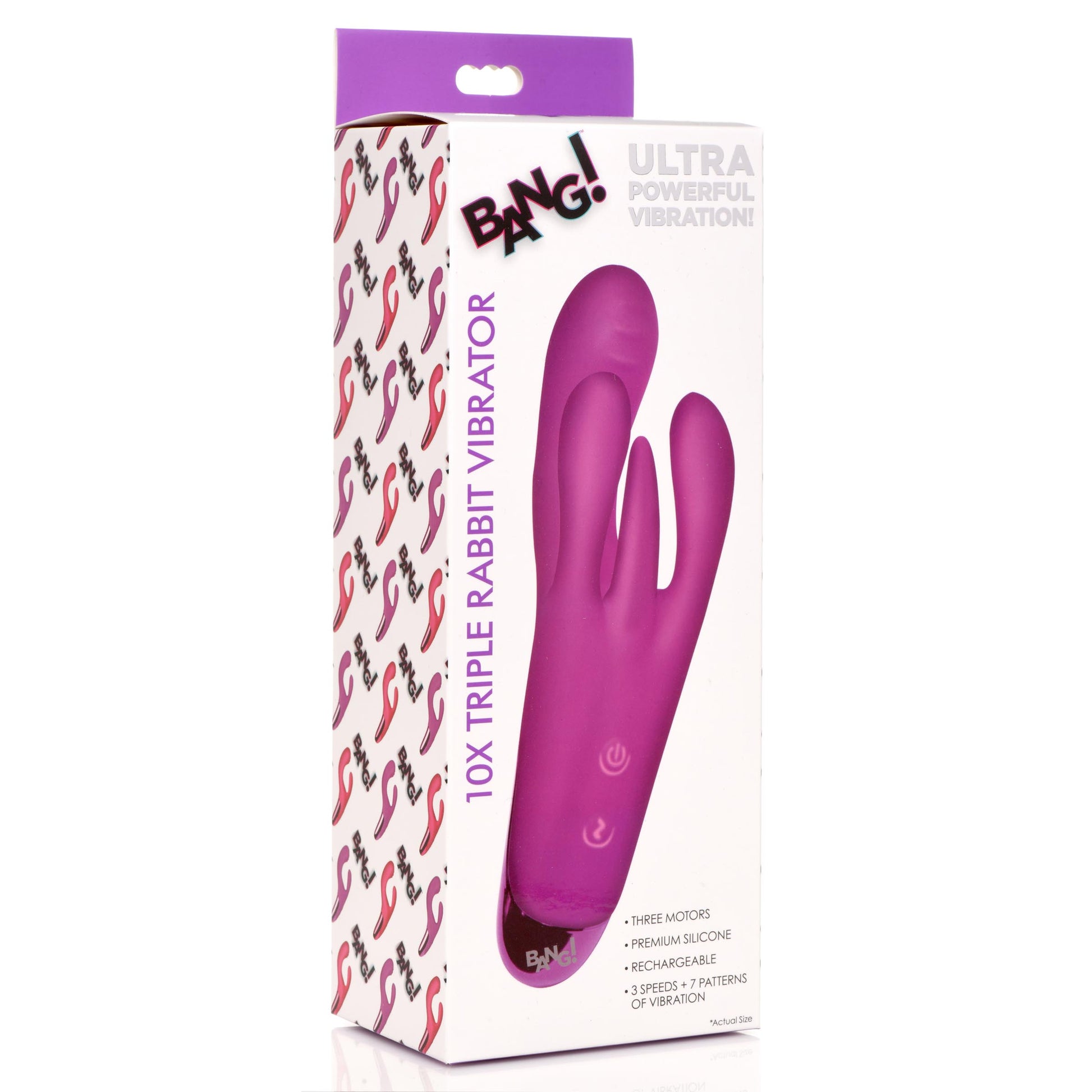 10X Triple Rabbit Silicone Vibrator - Purple - UABDSM