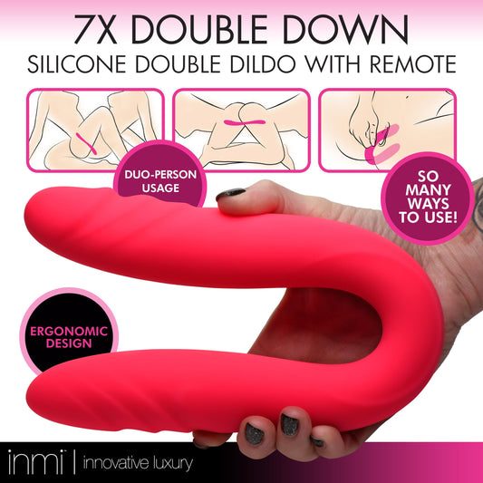 7X Double Down Silicone Double Dildo with Remote - UABDSM