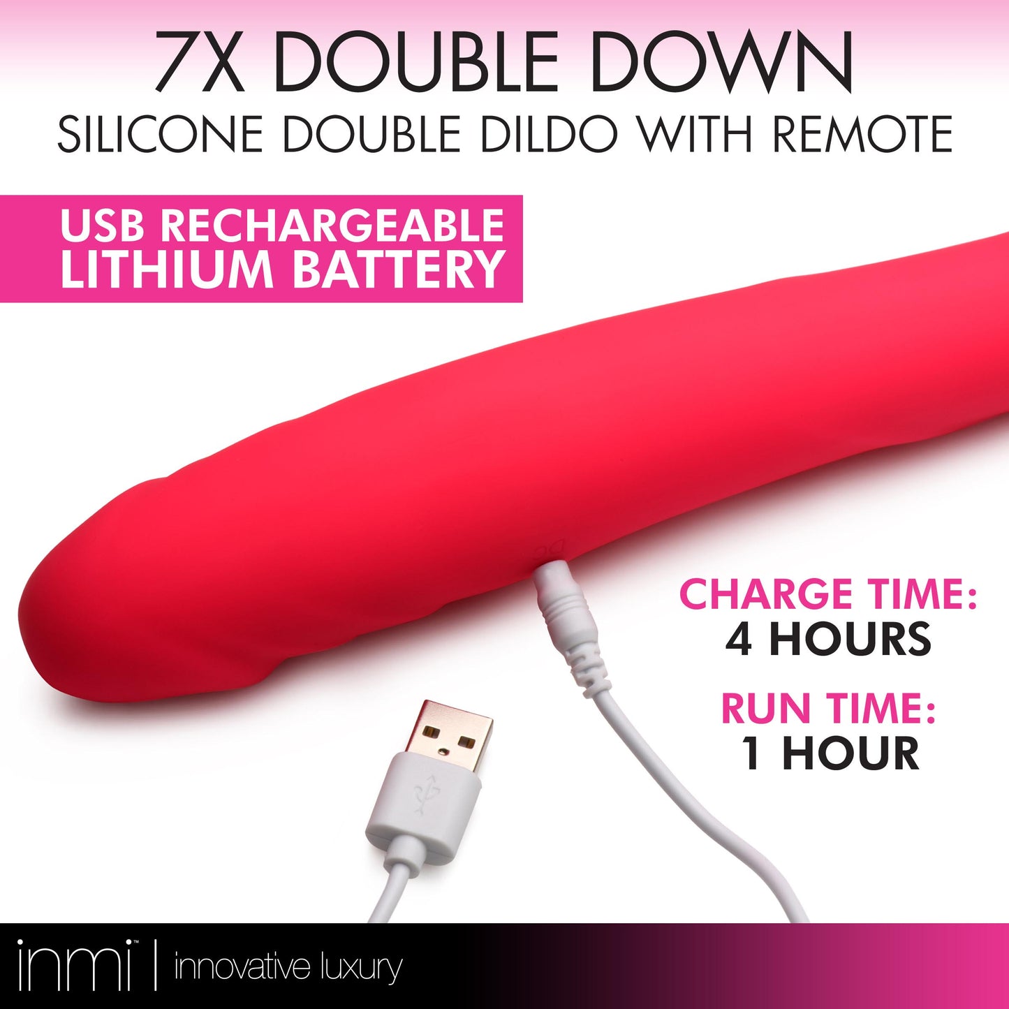 7X Double Down Silicone Double Dildo with Remote - UABDSM
