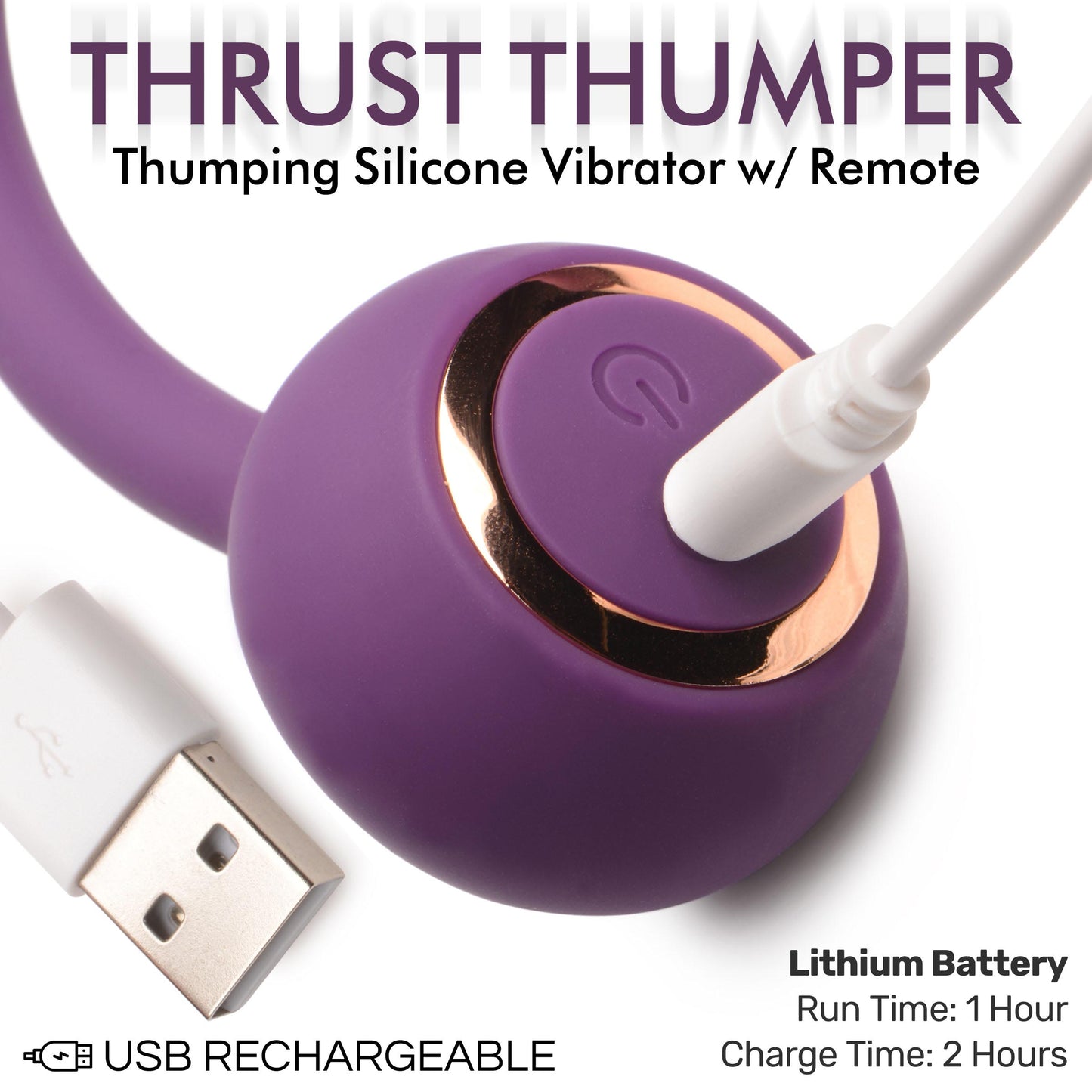 Thrust Thumper Thrusting Silicone Vibrator with Remote - UABDSM