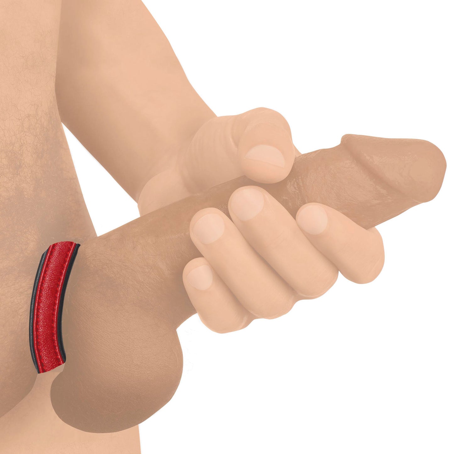 Velcro Leather Cock Ring - Red - UABDSM