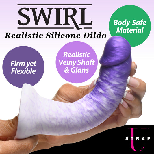 Swirl Realistic Silicone Dildo - Purple - UABDSM