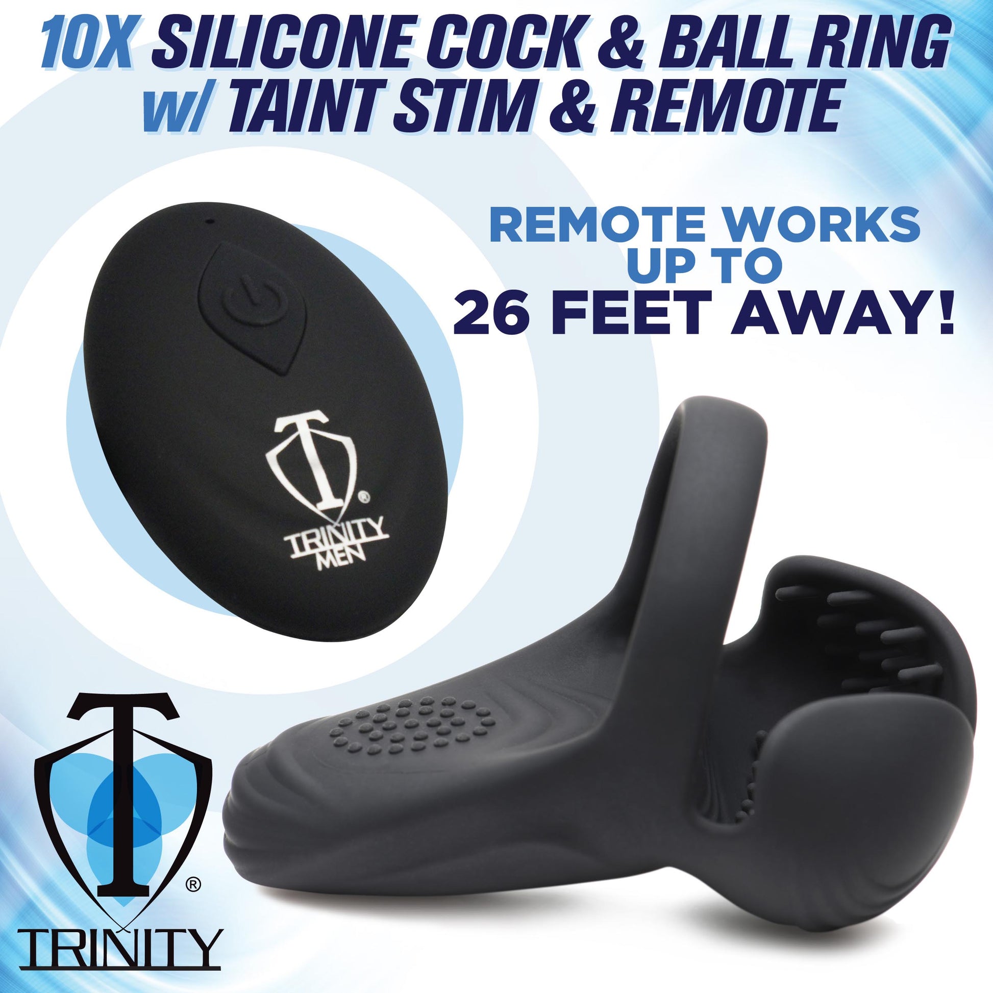 10X Vibrating Silicone Cock Ring with Taint Stim and Remote - UABDSM