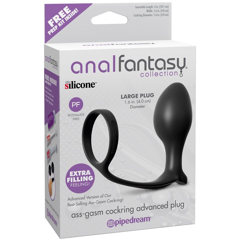 Anal Fantasy Collection  Ass-Gasm Cockring Advanced Plug - Colour Black - UABDSM