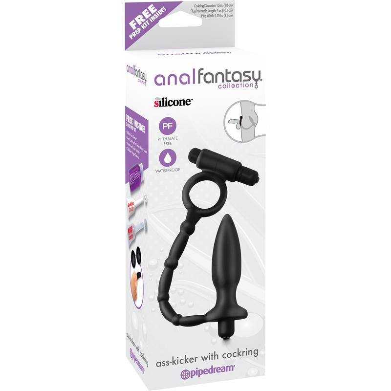 Anal Fantasy Collection Ass-Kicker with Cockring - Colour Black - UABDSM