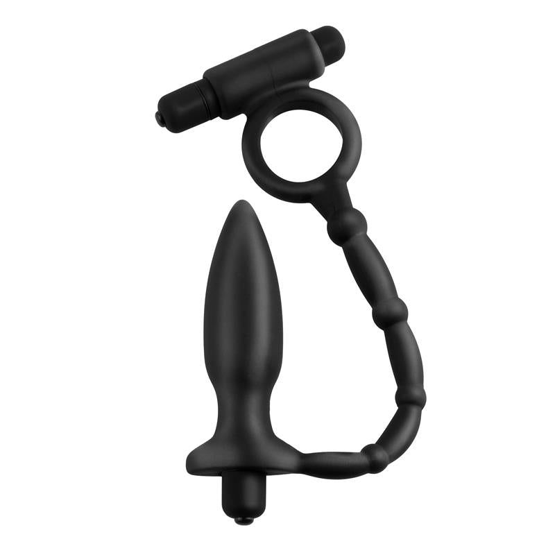 Anal Fantasy Collection Ass-Kicker with Cockring - Colour Black - UABDSM