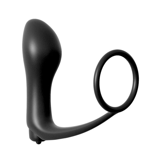 Ass-Gasm Cockring Vibrating Plug  - Colour Black - UABDSM