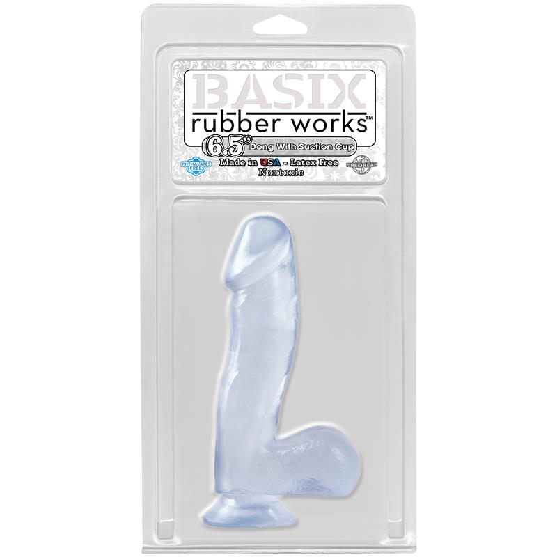 Basix Rubber Works  1651 cm Dong and Testicles with Suction Cup - Colour Clear - UABDSM