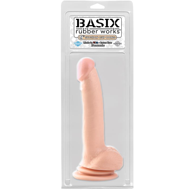 Basix Rubber Works 229 cm Dong and Testicles with Suction Cup ? Colour Flesh - UABDSM