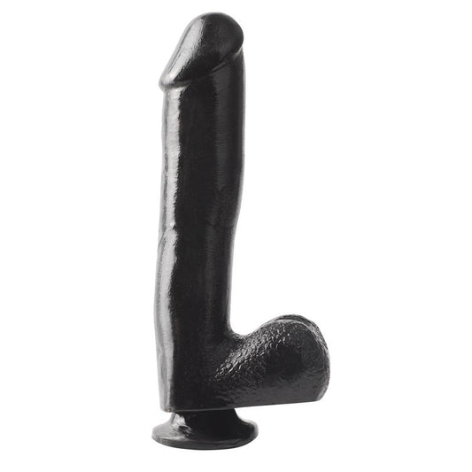 Basix Rubber Works  254 cm Dong and Testicles with Suction Cup - Colour Black - UABDSM