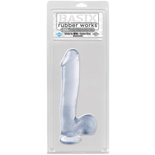 Basix Rubber Works 254 cm Dong and Testicles with Suction Cup - Colour Clear - UABDSM