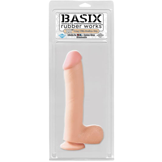 Basix Rubber Works 254 cm Dong and Testicles with Suction Cup - Colour Flesh - UABDSM