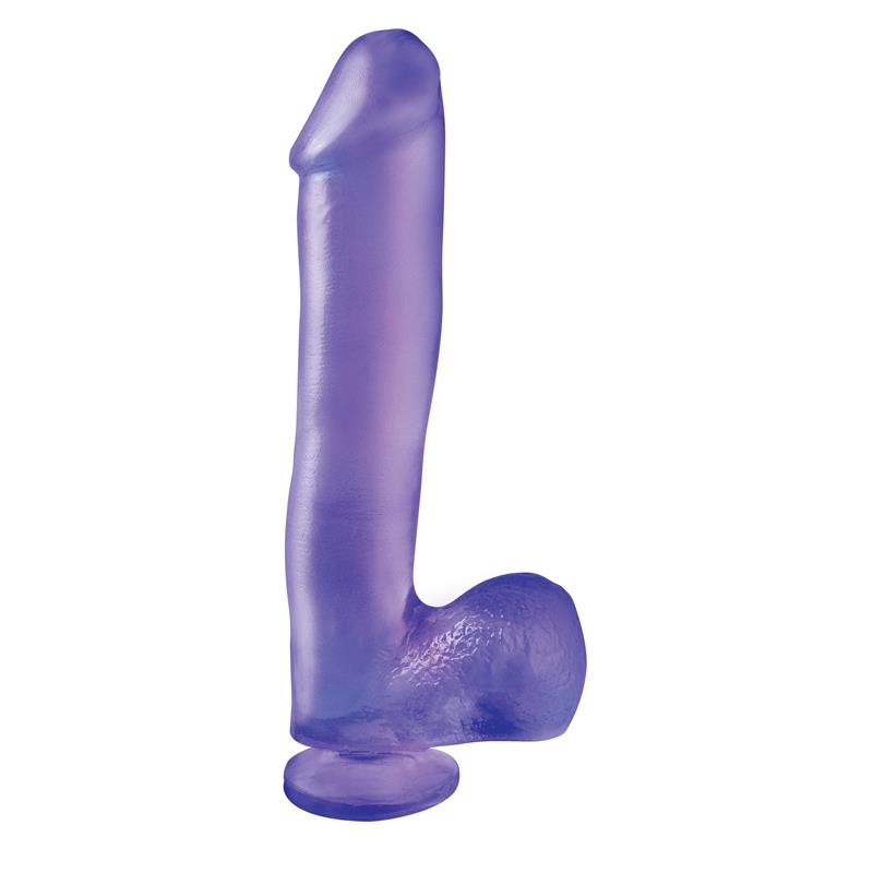 Basix Rubber Works  254 cm Dong and Testicles with Suction Cup - Colour Purple - UABDSM