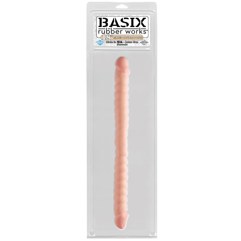 Basix Rubber Works  457 cm Double Dong - Colour Flesh - UABDSM