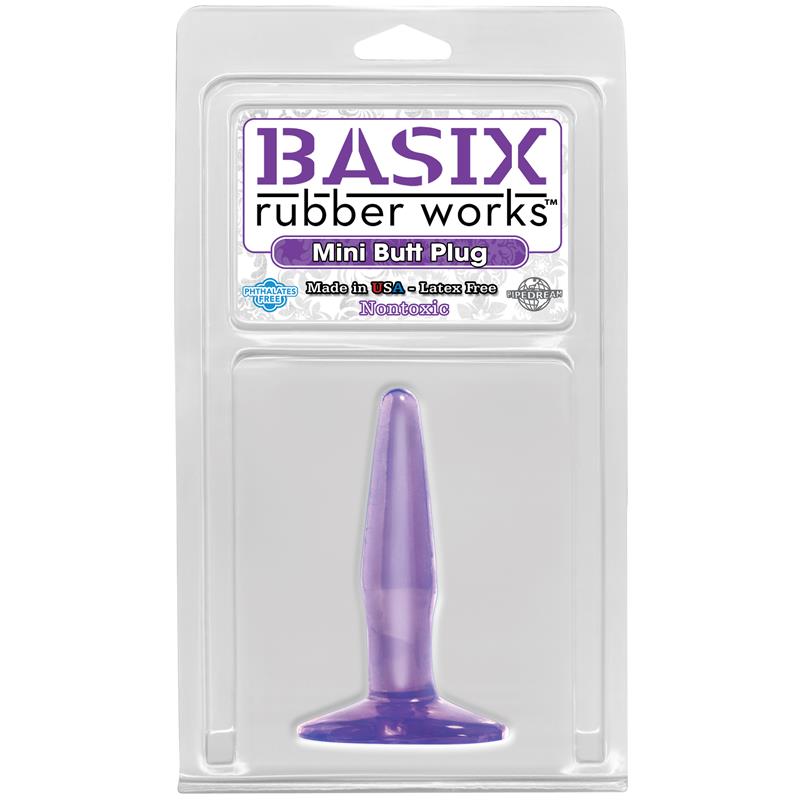 Basix Rubber Works  Mini Butt Plug - Colour Purple - UABDSM