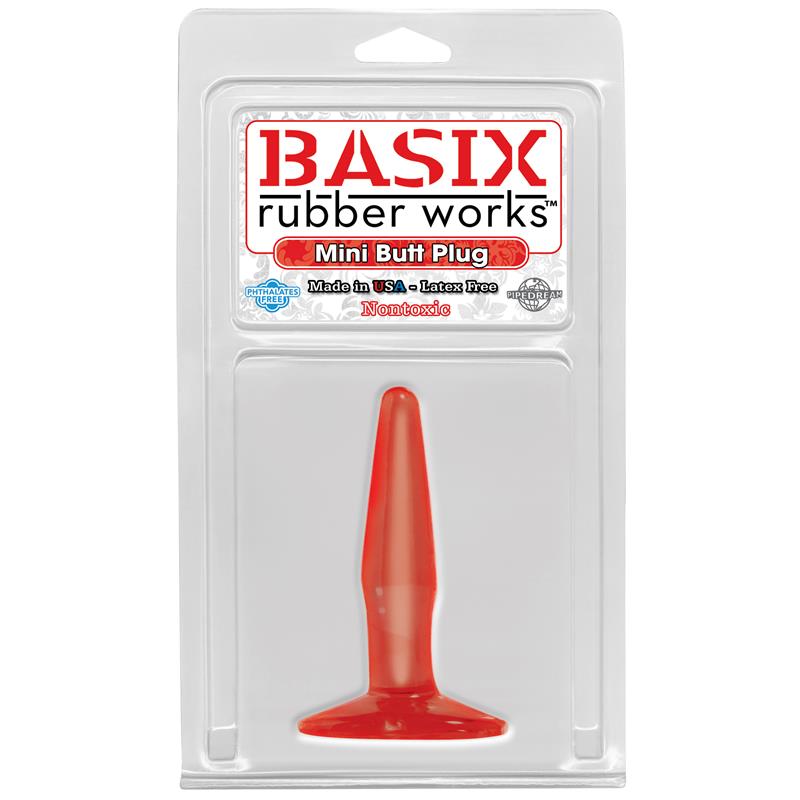 Basix Rubber Works  Mini Butt Plug - Colour Red - UABDSM