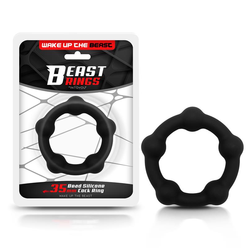 Bead Solid Cock Ring Silicone 3.5 cm Black - UABDSM
