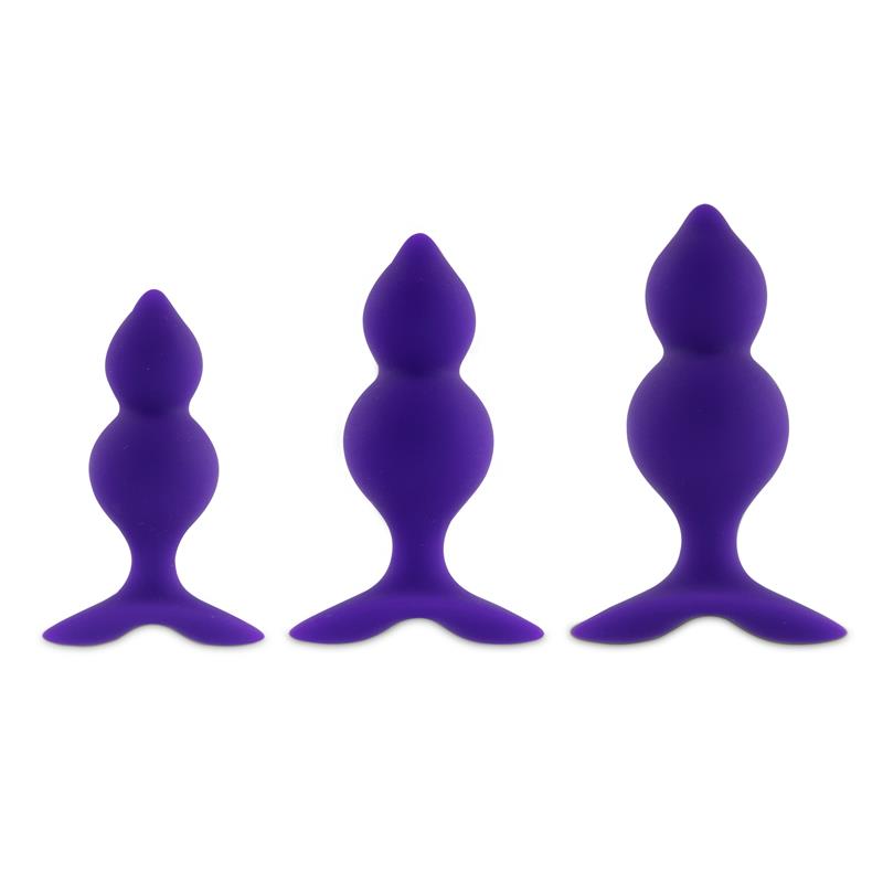 Bibi Twin Set of 3 Butt Plug Purple - UABDSM