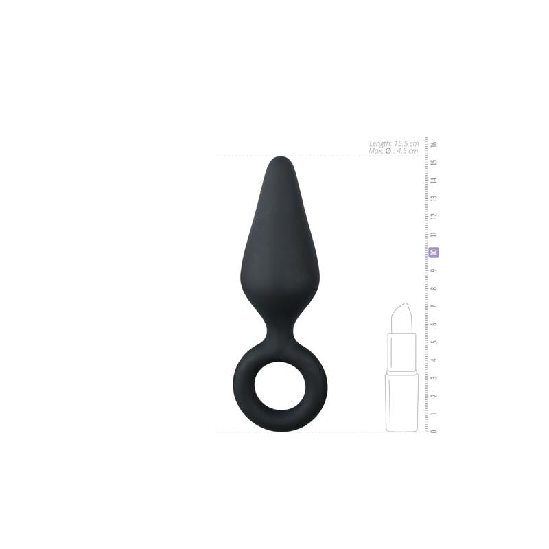 Black Buttplugs With Pull Ring - Large - UABDSM