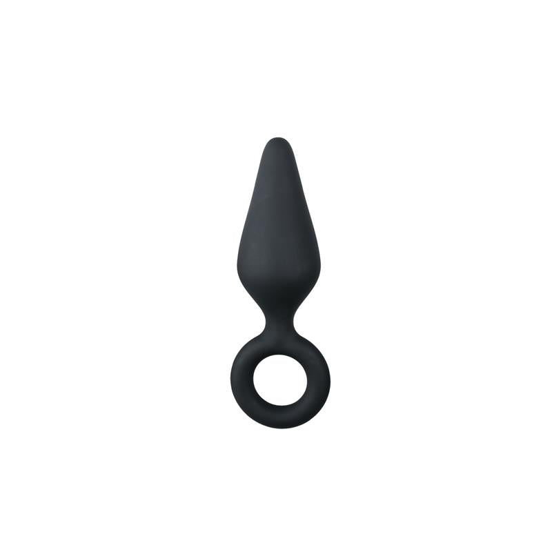 Black Buttplugs With Pull Ring - Medium - UABDSM