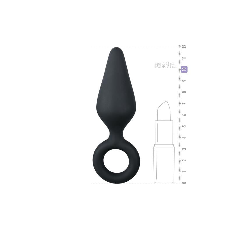 Black Buttplugs With Pull Ring - Medium - UABDSM