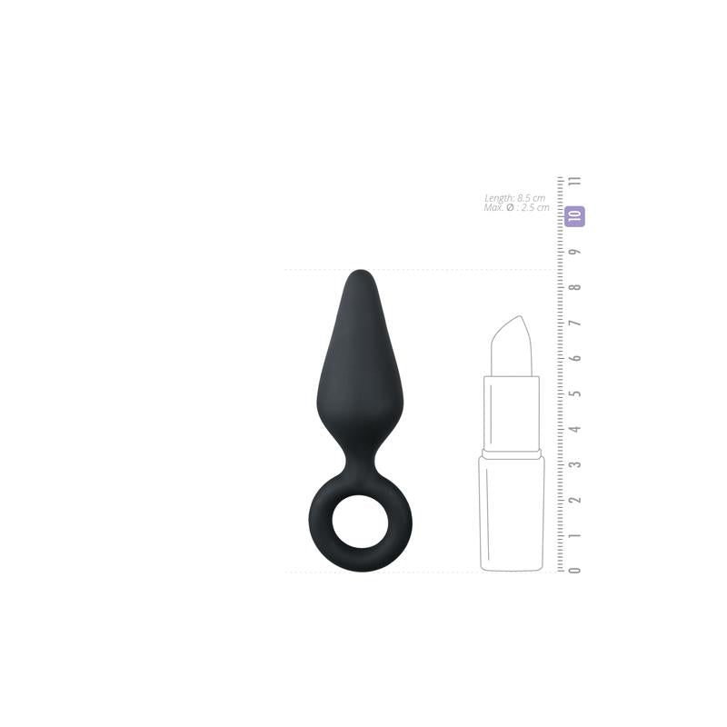Black Buttplugs With Pull Ring - Small - UABDSM